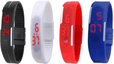 NS18 Silicone Led Magnet Band Combo of 4 Black, White, Red And Blue Digital Watch  - For Boys & Girls   Watches  (NS18)