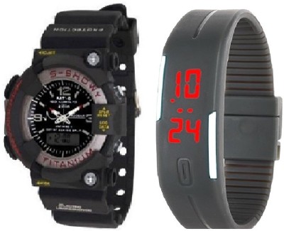 Rokcy Analog-Digital S-Shock Black Rubber Led Band Grey For Boys Analog-Digital Watch  - For Boys & Girls   Watches  (Rokcy)