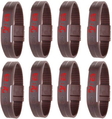 NS18 Silicone Led Magnet Band Combo of 8 Brown Digital Watch  - For Boys & Girls   Watches  (NS18)