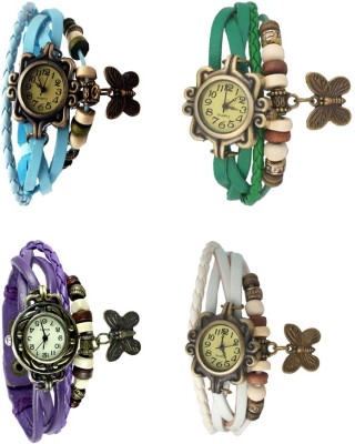 NS18 Vintage Butterfly Rakhi Combo of 4 Sky Blue, Purple, Green And White Analog Watch  - For Women   Watches  (NS18)