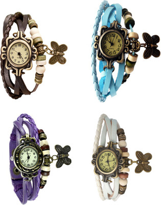 

NS18 Vintage Butterfly Rakhi Combo of 4 Brown, Purple, Sky Blue And White Watch - For Women