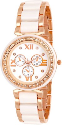 Keepkart White Rosegold Crono With Studed Diamond 005 Watch  - For Women   Watches  (Keepkart)