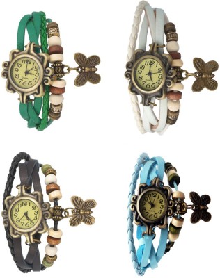 NS18 Vintage Butterfly Rakhi Combo of 4 Green, Black, White And Sky Blue Analog Watch  - For Women   Watches  (NS18)
