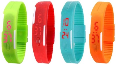 NS18 Silicone Led Magnet Band Combo of 4 Green, Red, Sky Blue And Orange Digital Watch  - For Boys & Girls   Watches  (NS18)