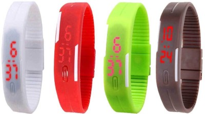 NS18 Silicone Led Magnet Band Combo of 4 White, Red, Green And Brown Digital Watch  - For Boys & Girls   Watches  (NS18)