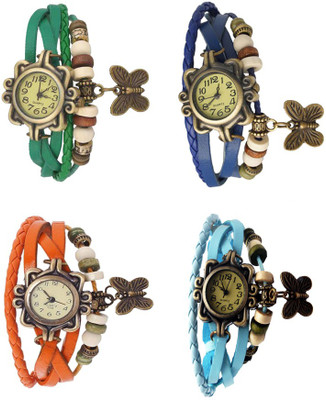 

Kissu Vintage Rakhi Combo of 4 Green, Orange, Blue And Sky Blue Watch - For Women