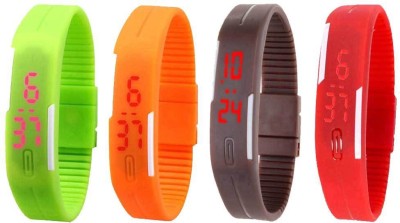 NS18 Silicone Led Magnet Band Watch Combo of 4 Green, Orange, Brown And Red Digital Watch  - For Couple   Watches  (NS18)