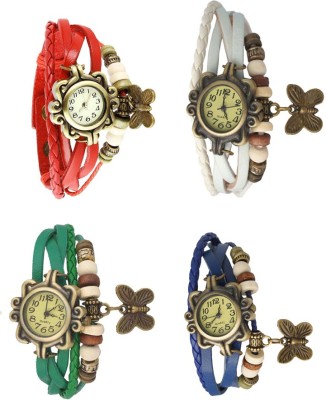 NS18 Vintage Butterfly Rakhi Combo of 4 Red, Green, White And Blue Analog Watch  - For Women   Watches  (NS18)