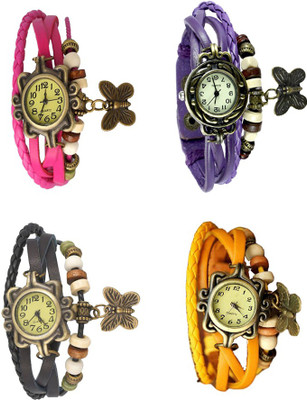 

Kissu Vintage Rakhi Combo of 4 Pink, Black, Purple And Yellow Watch - For Women