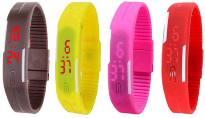 

Kissu Led Magnet Band Combo of 4 Brown, Yellow, Pink And Red Watch - For Men & Women