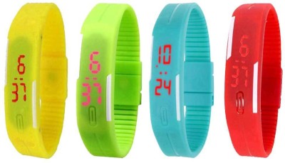 NS18 Silicone Led Magnet Band Watch Combo of 4 Yellow, Green, Sky Blue And Red Digital Watch  - For Couple   Watches  (NS18)
