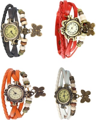 NS18 Vintage Butterfly Rakhi Combo of 4 Black, Orange, Red And White Analog Watch  - For Women   Watches  (NS18)