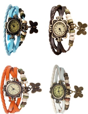 NS18 Vintage Butterfly Rakhi Combo of 4 Sky Blue, Orange, Brown And White Analog Watch  - For Women   Watches  (NS18)
