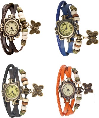 NS18 Vintage Butterfly Rakhi Combo of 4 Brown, Black, Blue And Orange Analog Watch  - For Women   Watches  (NS18)