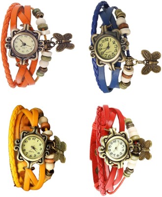NS18 Vintage Butterfly Rakhi Combo of 4 Orange, Yellow, Blue And Red Analog Watch  - For Women   Watches  (NS18)