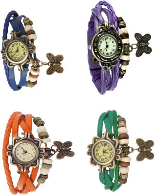 NS18 Vintage Butterfly Rakhi Combo of 4 Blue, Orange, Purple And Green Analog Watch  - For Women   Watches  (NS18)