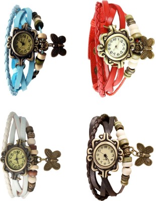 NS18 Vintage Butterfly Rakhi Combo of 4 Sky Blue, White, Red And Brown Analog Watch  - For Women   Watches  (NS18)