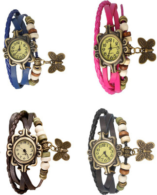 

Kissu Vintage Rakhi Combo of 4 Blue, Brown, Pink And Black Watch - For Women
