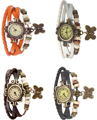 NS18 Vintage Butterfly Rakhi Combo of 4 Orange, Brown, White And Black Analog Watch  - For Women   Watches  (NS18)