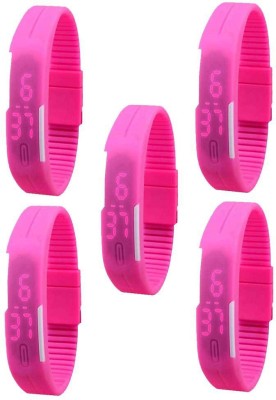 NS18 Silicone Led Magnet Band Combo of 5 Pink Digital Watch  - For Boys & Girls   Watches  (NS18)