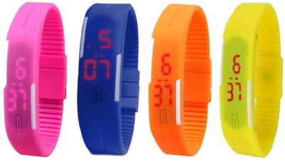 NS18 Silicone Led Magnet Band Combo of 4 Pink, Blue, Orange And Yellow Digital Watch  - For Boys & Girls   Watches  (NS18)