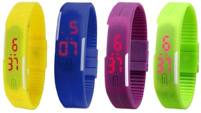 NS18 Silicone Led Magnet Band Combo of 4 Yellow, Blue, Purple And Green Digital Watch  - For Boys & Girls   Watches  (NS18)