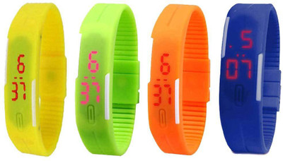 

Kissu Led Magnet Band Combo of 4 Yellow, Green, Orange And Blue Watch - For Men & Women