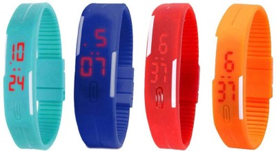 NS18 Silicone Led Magnet Band Combo of 4 Sky Blue, Blue, Red And Orange Digital Watch  - For Boys & Girls   Watches  (NS18)