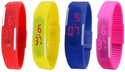 NS18 Silicone Led Magnet Band Combo of 4 Red, Yellow, Blue And Pink Digital Watch  - For Boys & Girls   Watches  (NS18)