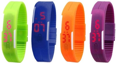 NS18 Silicone Led Magnet Band Watch Combo of 4 Green, Blue, Orange And Purple Digital Watch  - For Couple   Watches  (NS18)