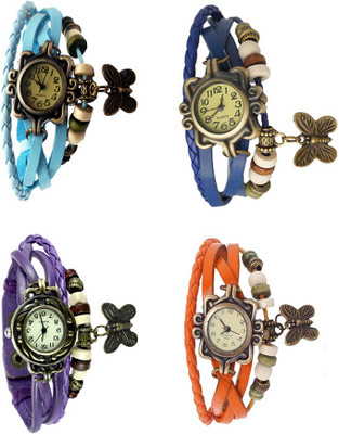 

NS18 Vintage Butterfly Rakhi Combo of 4 Sky Blue, Purple, Blue And Orange Watch - For Women