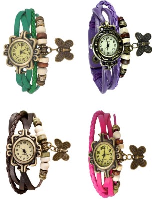 NS18 Vintage Butterfly Rakhi Combo of 4 Green, Brown, Purple And Pink Analog Watch  - For Women   Watches  (NS18)