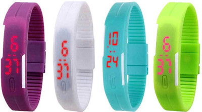View NS18 Silicone Led Magnet Band Combo of 4 Purple, White, Sky Blue And Green Digital Watch  - For Boys & Girls Wrist Watches Price Online(NS18)