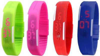 NS18 Silicone Led Magnet Band Combo of 4 Green, Pink, Red And Blue Digital Watch  - For Boys & Girls   Watches  (NS18)