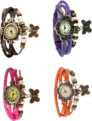 NS18 Vintage Butterfly Rakhi Combo of 4 Brown, Pink, Purple And Orange Analog Watch  - For Women   Watches  (NS18)