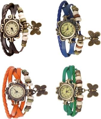 NS18 Vintage Butterfly Rakhi Combo of 4 Brown, Orange, Blue And Green Analog Watch  - For Women   Watches  (NS18)