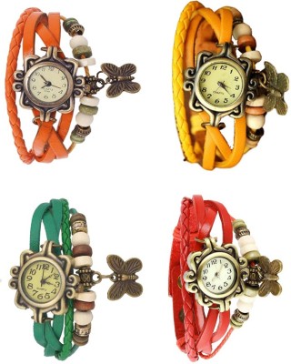 NS18 Vintage Butterfly Rakhi Combo of 4 Orange, Green, Yellow And Red Analog Watch  - For Women   Watches  (NS18)