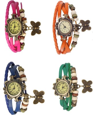 NS18 Vintage Butterfly Rakhi Combo of 4 Pink, Blue, Orange And Green Analog Watch  - For Women   Watches  (NS18)
