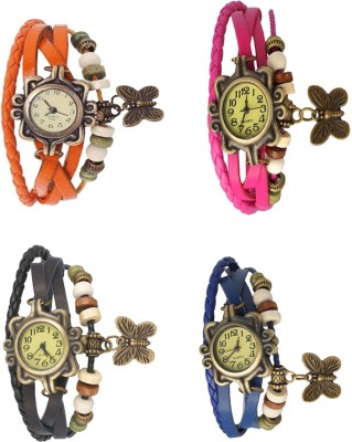 NS18 Vintage Butterfly Rakhi Combo of 4 Orange, Black, Pink And Blue Analog Watch  - For Women   Watches  (NS18)