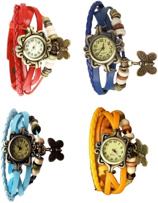 NS18 Vintage Butterfly Rakhi Combo of 4 Red, Sky Blue, Blue And Yellow Analog Watch  - For Women   Watches  (NS18)