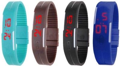 NS18 Silicone Led Magnet Band Combo of 4 Sky Blue, Brown, Black And Blue Digital Watch  - For Boys & Girls   Watches  (NS18)