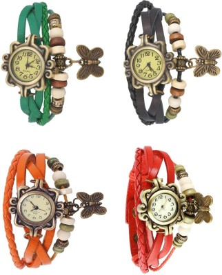 NS18 Vintage Butterfly Rakhi Combo of 4 Green, Orange, Black And Red Analog Watch  - For Women   Watches  (NS18)