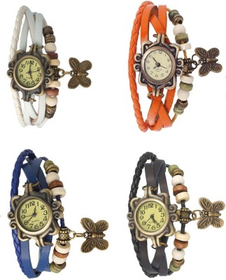 NS18 Vintage Butterfly Rakhi Combo of 4 White, Blue, Orange And Black Analog Watch  - For Women   Watches  (NS18)