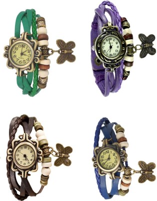 NS18 Vintage Butterfly Rakhi Combo of 4 Green, Brown, Purple And Blue Analog Watch  - For Women   Watches  (NS18)