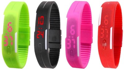 NS18 Silicone Led Magnet Band Watch Combo of 4 Green, Black, Pink And Red Digital Watch  - For Couple   Watches  (NS18)