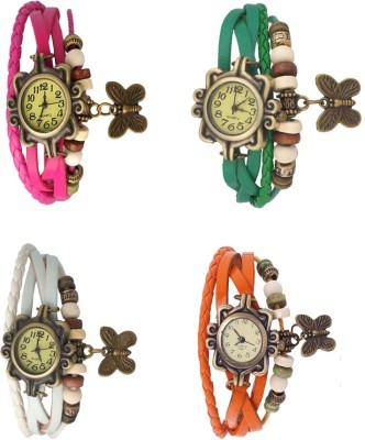 NS18 Vintage Butterfly Rakhi Combo of 4 Pink, White, Green And Orange Analog Watch  - For Women   Watches  (NS18)