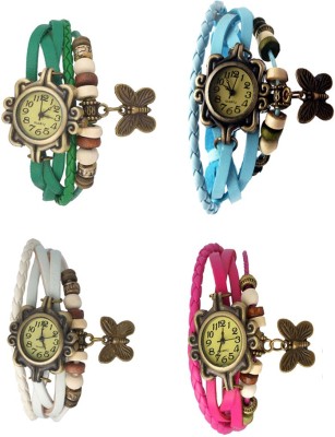 NS18 Vintage Butterfly Rakhi Combo of 4 Green, White, Sky Blue And Pink Analog Watch  - For Women   Watches  (NS18)
