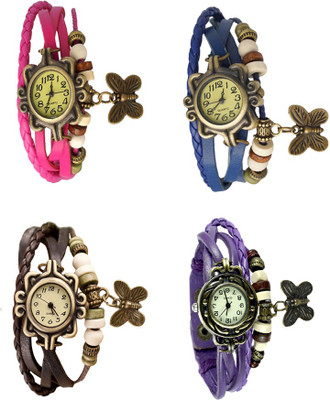 

Kissu Vintage Rakhi Combo of 4 Pink, Brown, Blue And Purple Watch - For Women