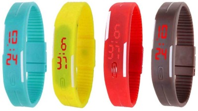 NS18 Silicone Led Magnet Band Combo of 4 Sky Blue, Yellow, Red And Brown Digital Watch  - For Boys & Girls   Watches  (NS18)