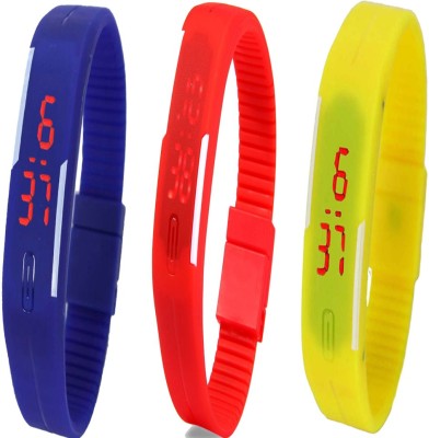 Twok Combo of Led Band Blue + Red + Yellow Digital Watch  - For Men & Women   Watches  (Twok)